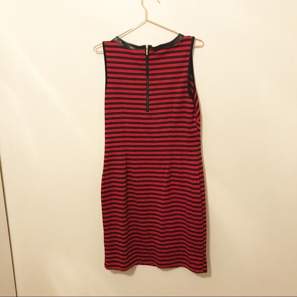 Spense sleeveless contrasting striped dress with faux leather trim size 8 - Picture 2 of 6